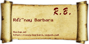 Rónay Barbara névjegykártya