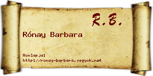 Rónay Barbara névjegykártya